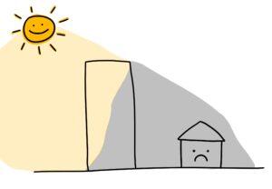 빛으로 가려지는 건물